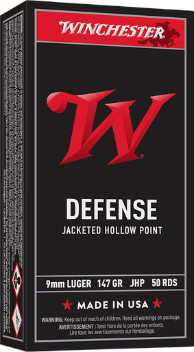 Winchester USA 9mm Luger 147-Grain Jacketed Hollow Point – 50 Rounds
