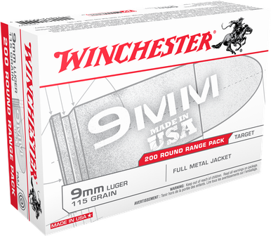 Winchester USA 9mm Luger 115-Grain Full Metal Jacket – 200 Rounds