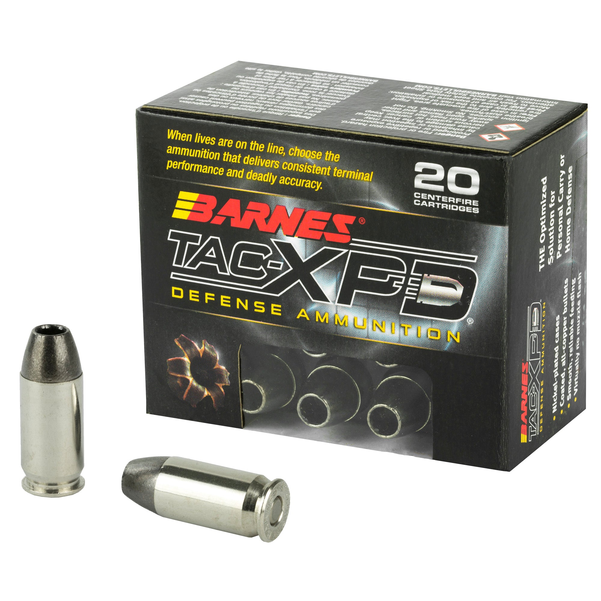 Barnes Bullets 21555 TAC-XPD 1100 FPS Defense Handgun 45ACP +P 185gr 20 Per Box/10 Case