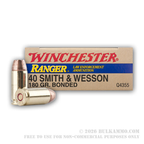 50 Rounds of .40 S&W Ammo by Winchester - 180gr JHP Bonded