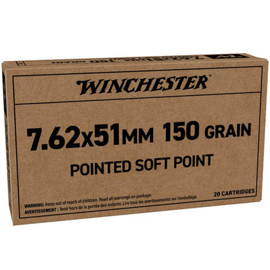 Winchester Service Grade 7.62mm NATO 150gr PSP Rifle Ammo - 20 Rounds