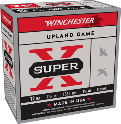 Winchester Super-X 12 Gauge 2.75" 1¼ oz #8 Shot – 25 Rounds