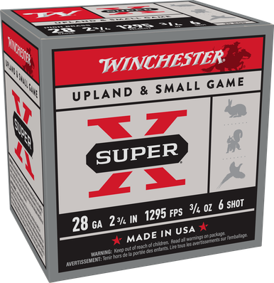 Winchester Super-X High Brass 28 Gauge 2.75" 3/4 oz #6 Shot – 25 Rounds
