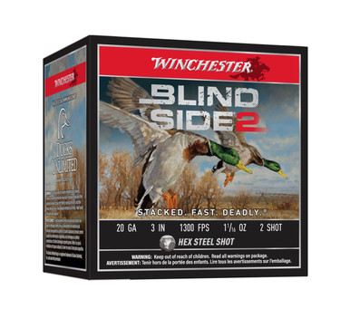 Winchester Blind Side 2 20 Gauge 3" #2 Steel Shot – 25 Rounds